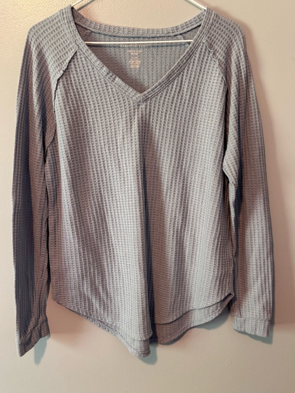 American Eagle Waffle Knit Long Sleeve Top Small. Beautiful periwinkle blue.